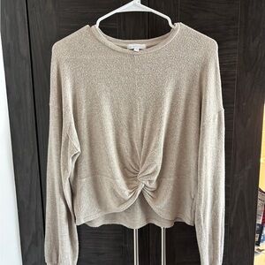 Beyond Yoga Beige Long Sleeve Knotted Top, size small